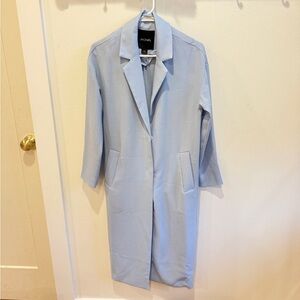 Monki Sky Blue Textured long Coat size XXS but fits bigger up to a s/m